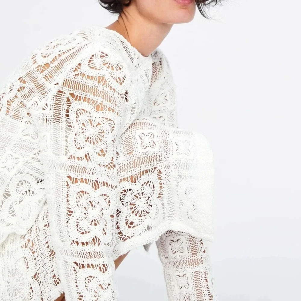 Zara boho crochet knit midi dress blogger favorite - Picture 6 of 9